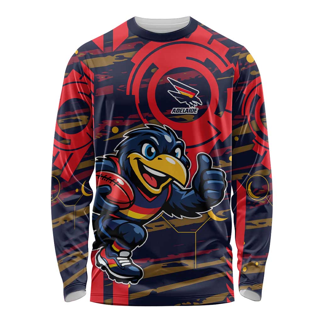 Adelaide Crows Long Sleeve Shirt Mascot Cartoon Football Illustration Style