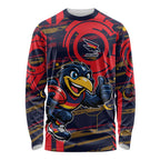 Adelaide Crows Long Sleeve Shirt Mascot Cartoon Football Illustration Style