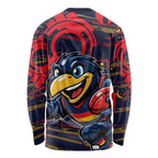 Adelaide Crows Long Sleeve Shirt Mascot Cartoon Football Illustration Style
