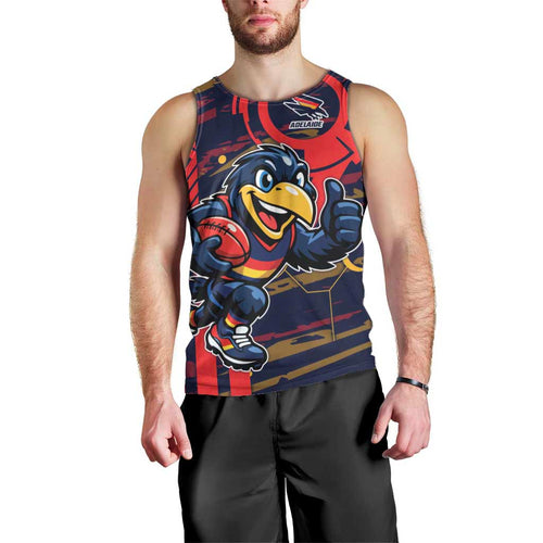 Adelaide Crows Men Tank Top Mascot Cartoon Football Illustration Style