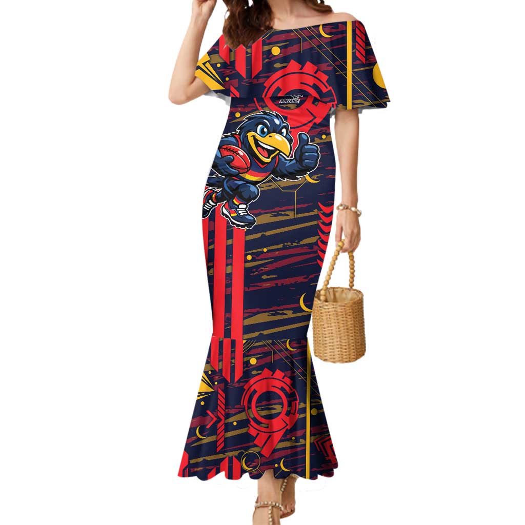 Adelaide Crows Mermaid Dress Mascot Cartoon Football Illustration Style