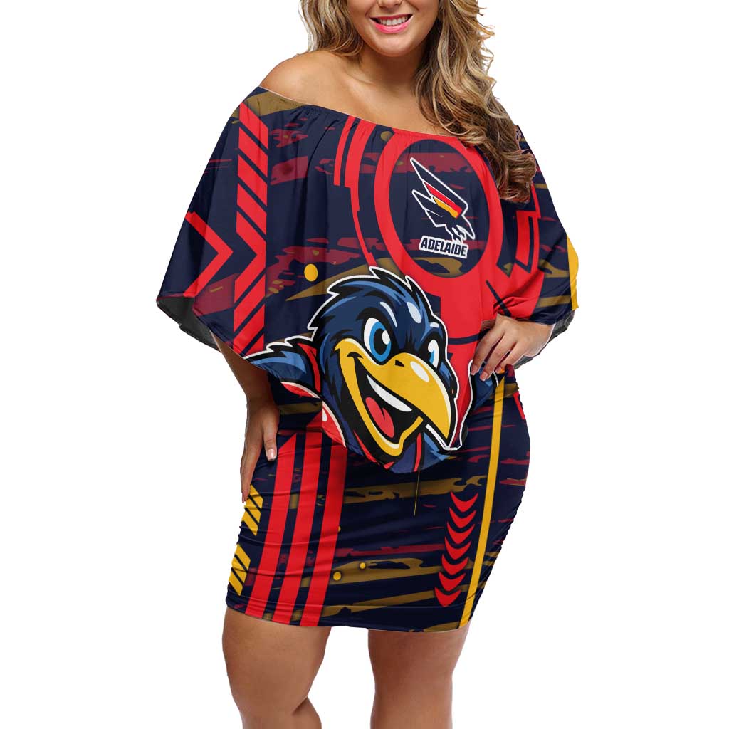 Adelaide Crows Off Shoulder Short Dress Mascot Cartoon Football Illustration Style