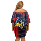 Adelaide Crows Off Shoulder Short Dress Mascot Cartoon Football Illustration Style