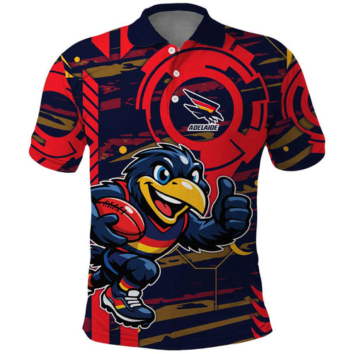 Adelaide Crows Polo Shirt Mascot Cartoon Football Illustration Style