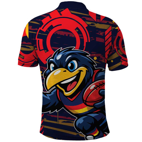 Adelaide Crows Polo Shirt Mascot Cartoon Football Illustration Style