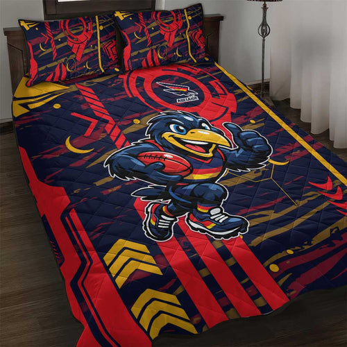 Adelaide Crows Quilt Bed Set Mascot Cartoon Football Illustration Style