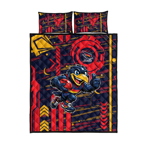 Adelaide Crows Quilt Bed Set Mascot Cartoon Football Illustration Style