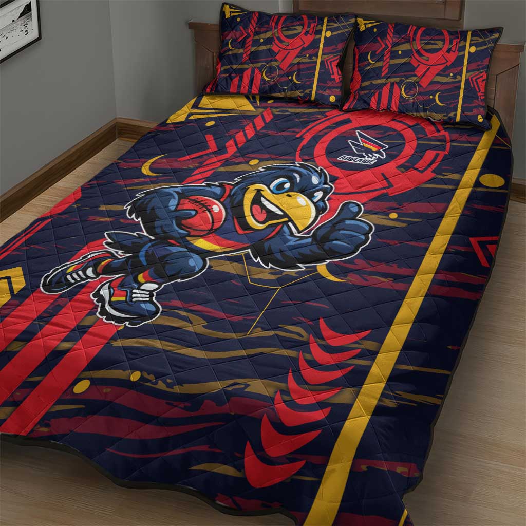 Adelaide Crows Quilt Bed Set Mascot Cartoon Football Illustration Style