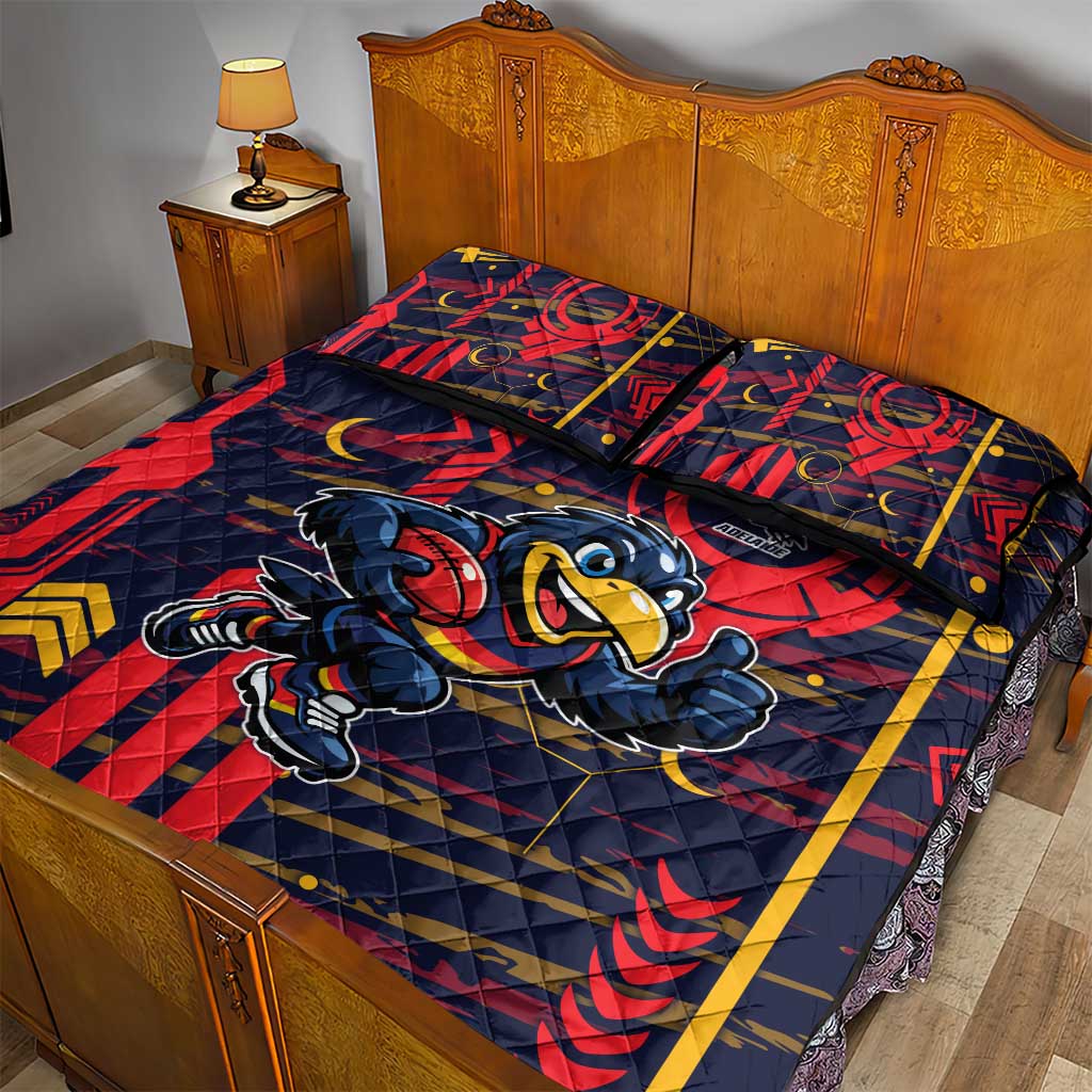 Adelaide Crows Quilt Bed Set Mascot Cartoon Football Illustration Style
