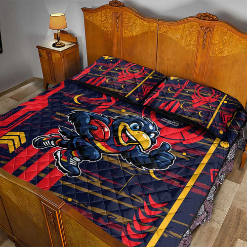 Adelaide Crows Quilt Bed Set Mascot Cartoon Football Illustration Style