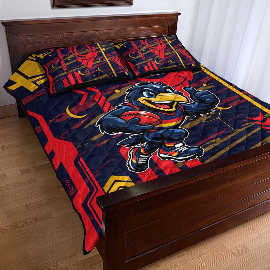Adelaide Crows Quilt Bed Set Mascot Cartoon Football Illustration Style