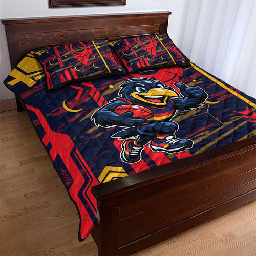 Adelaide Crows Quilt Bed Set Mascot Cartoon Football Illustration Style