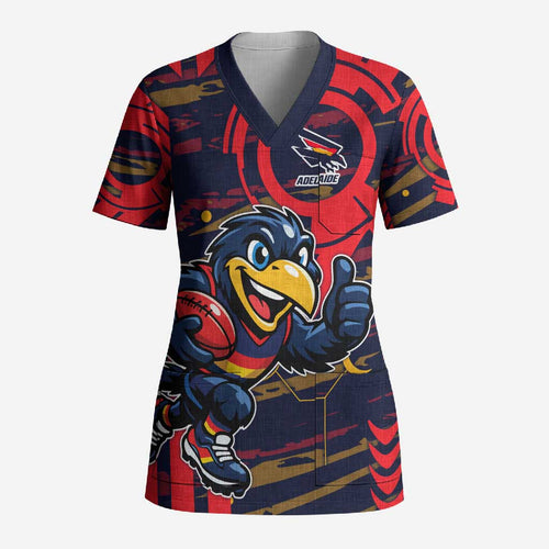 Adelaide Crows Scrub Top Mascot Cartoon Football Illustration Style