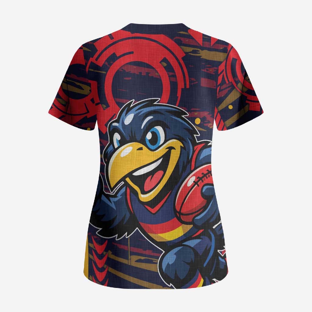 Adelaide Crows Scrub Top Mascot Cartoon Football Illustration Style