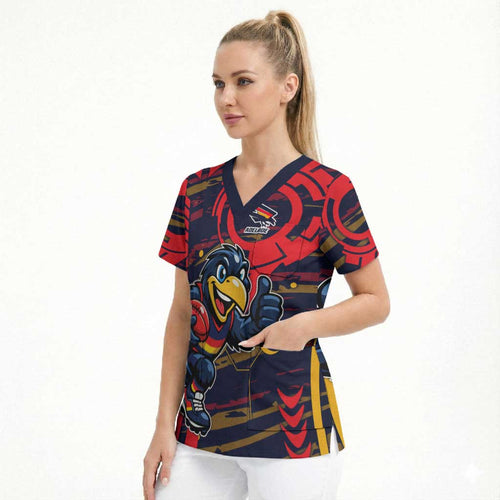 Adelaide Crows Scrub Top Mascot Cartoon Football Illustration Style