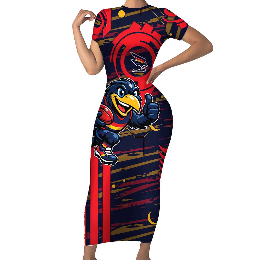 Adelaide Crows Short Sleeve Bodycon Dress Mascot Cartoon Football Illustration Style