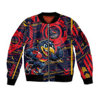 Adelaide Crows Sleeve Zip Bomber Jacket Mascot Cartoon Football Illustration Style