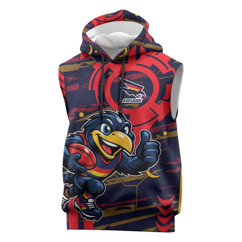 Adelaide Crows Sleeveless Hoodie Mascot Cartoon Football Illustration Style