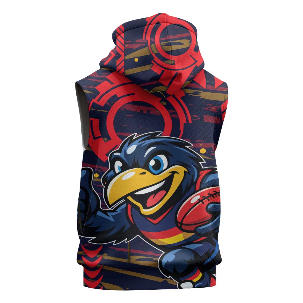 Adelaide Crows Sleeveless Hoodie Mascot Cartoon Football Illustration Style