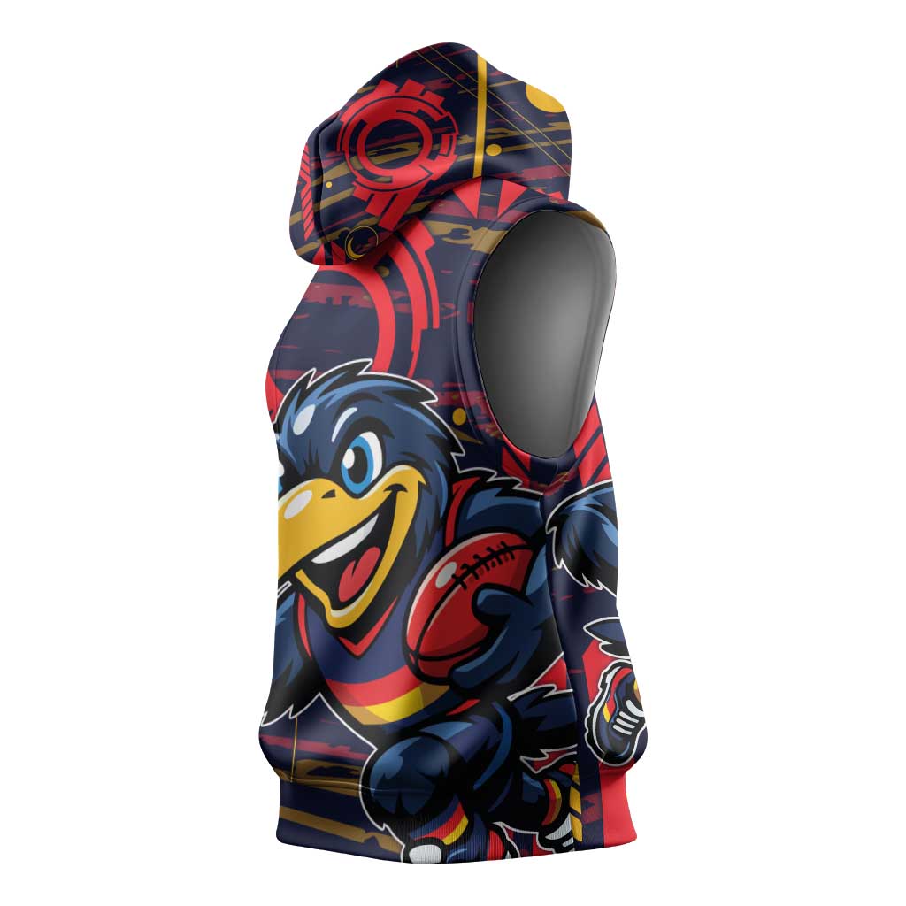 Adelaide Crows Sleeveless Hoodie Mascot Cartoon Football Illustration Style