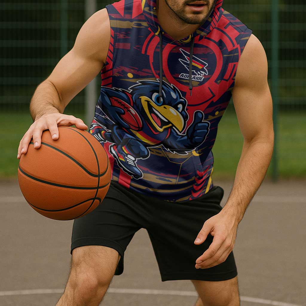 Adelaide Crows Sleeveless Hoodie Mascot Cartoon Football Illustration Style