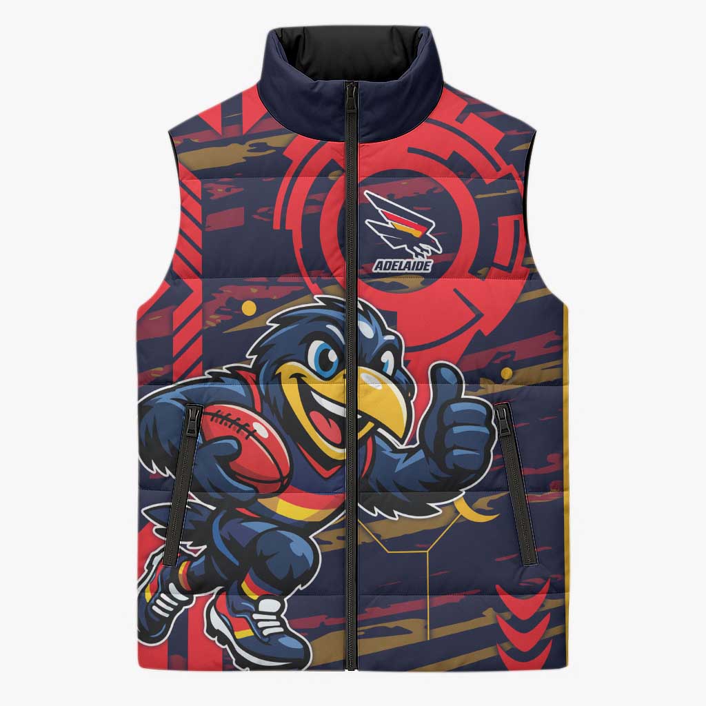 Adelaide Crows Sleeveless Puffer Jacket Mascot Cartoon Football Illustration Style