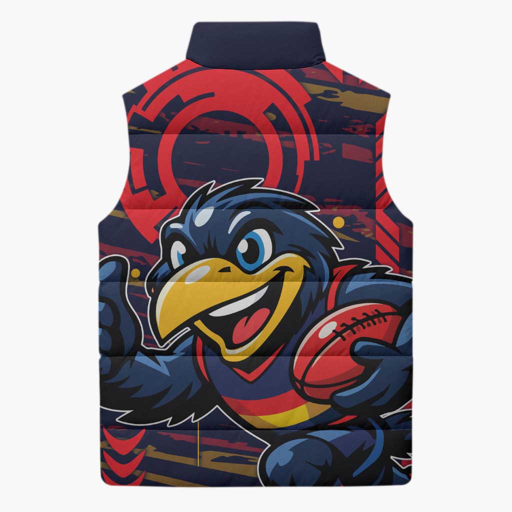 Adelaide Crows Sleeveless Puffer Jacket Mascot Cartoon Football Illustration Style