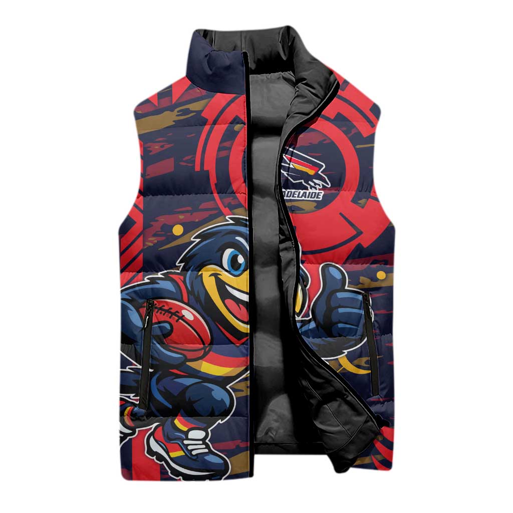 Adelaide Crows Sleeveless Puffer Jacket Mascot Cartoon Football Illustration Style