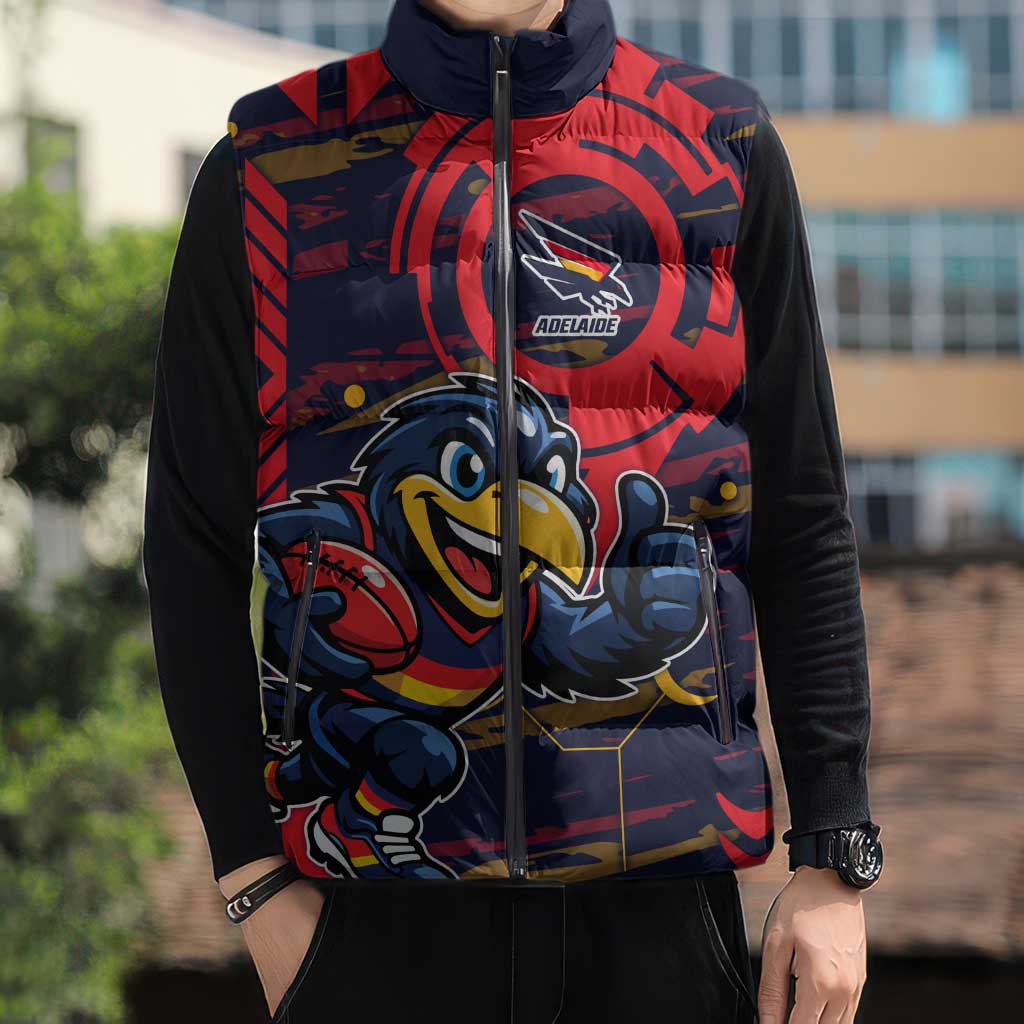 Adelaide Crows Sleeveless Puffer Jacket Mascot Cartoon Football Illustration Style