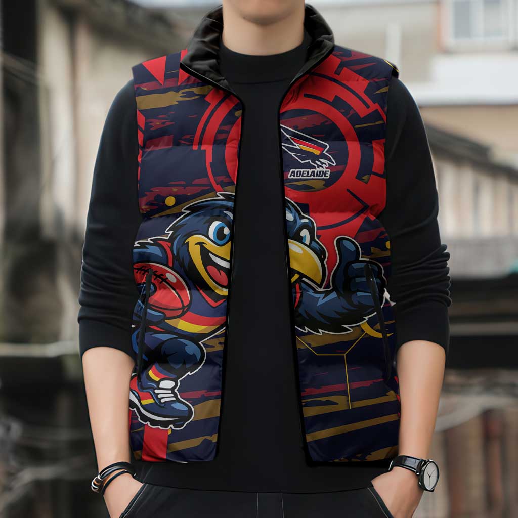Adelaide Crows Sleeveless Puffer Jacket Mascot Cartoon Football Illustration Style