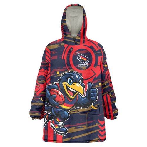 Adelaide Crows Wearable Blanket Hoodie Mascot Cartoon Football Illustration Style