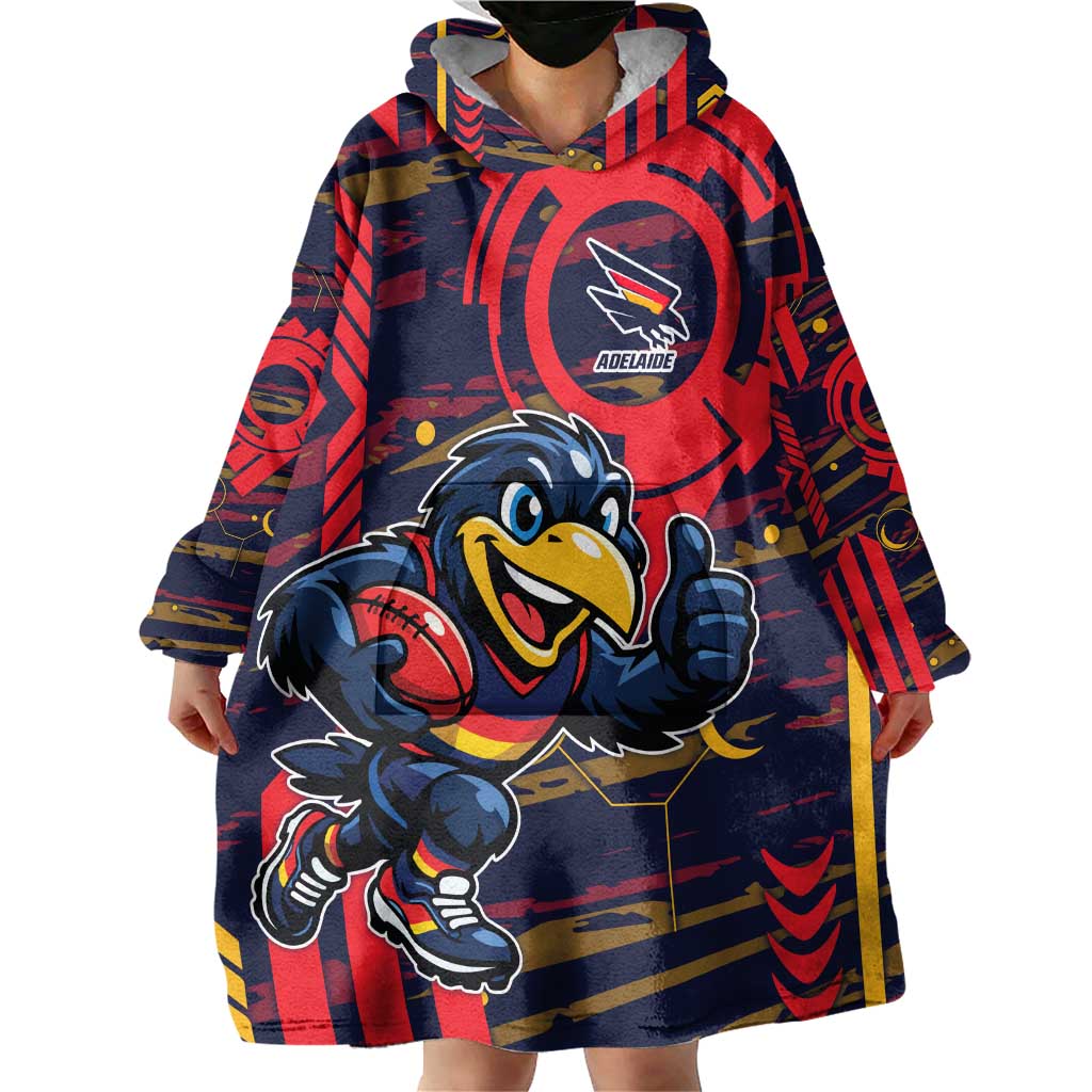 Adelaide Crows Wearable Blanket Hoodie Mascot Cartoon Football Illustration Style