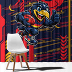 Adelaide Crows Window Curtain Mascot Cartoon Football Illustration Style