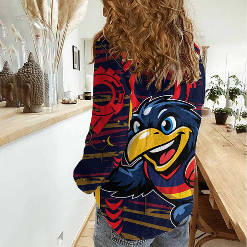 Adelaide Crows Women Casual Shirt Mascot Cartoon Football Illustration Style