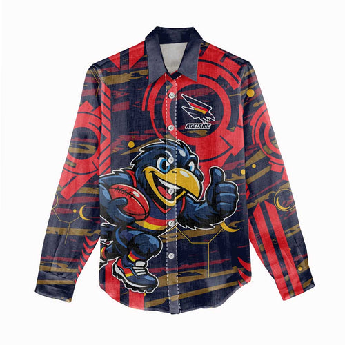 Adelaide Crows Women Casual Shirt Mascot Cartoon Football Illustration Style