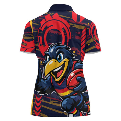 Adelaide Crows Women Polo Shirt Mascot Cartoon Football Illustration Style