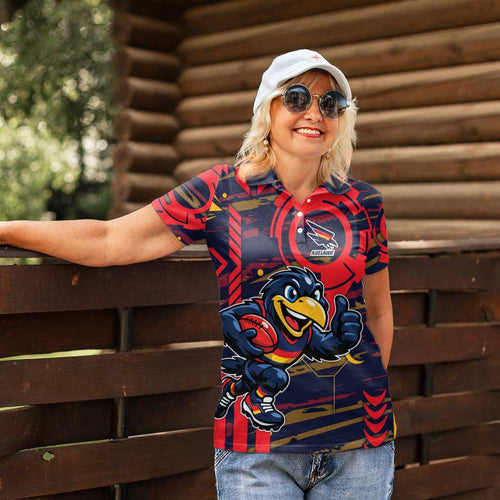Adelaide Crows Women Polo Shirt Mascot Cartoon Football Illustration Style