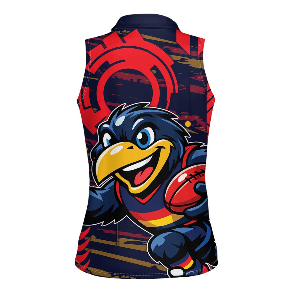 Adelaide Crows Women Sleeveless Polo Shirt Mascot Cartoon Football Illustration Style