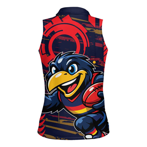Adelaide Crows Women Sleeveless Polo Shirt Mascot Cartoon Football Illustration Style