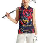 Adelaide Crows Women Sleeveless Polo Shirt Mascot Cartoon Football Illustration Style