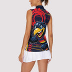 Adelaide Crows Women Sleeveless Polo Shirt Mascot Cartoon Football Illustration Style
