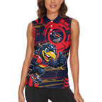 Adelaide Crows Women Sleeveless Polo Shirt Mascot Cartoon Football Illustration Style