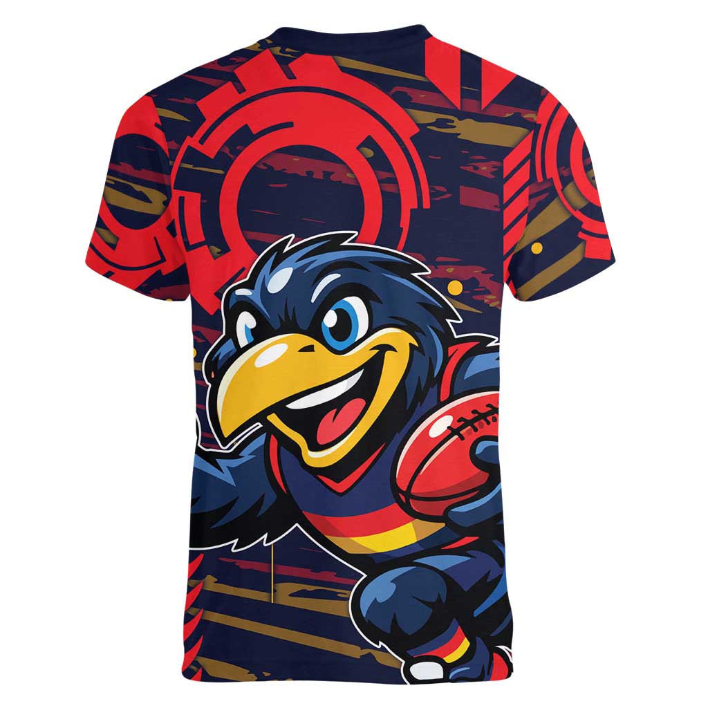 Adelaide Crows Women V-Neck T-Shirt Mascot Cartoon Football Illustration Style