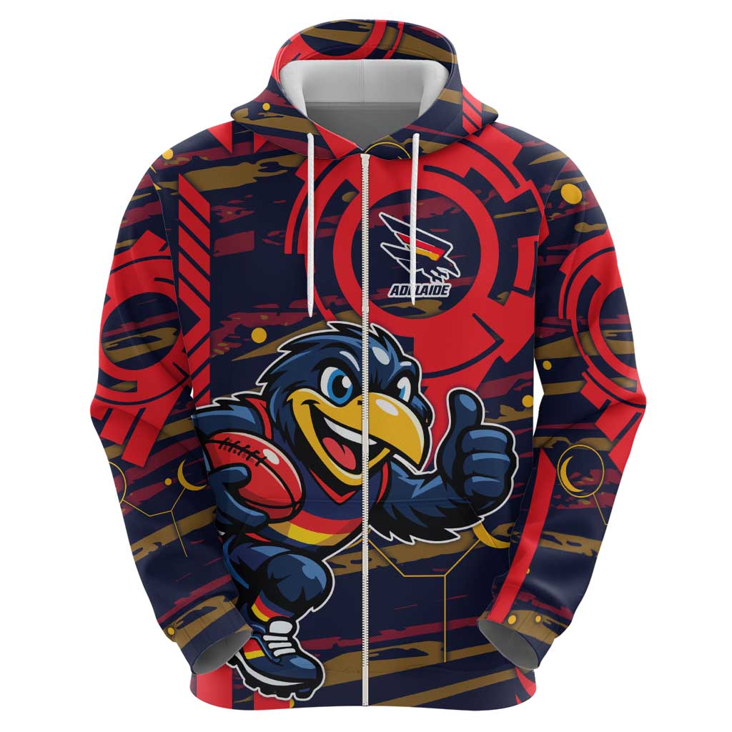 Adelaide Crows Zip Hoodie Mascot Cartoon Football Illustration Style