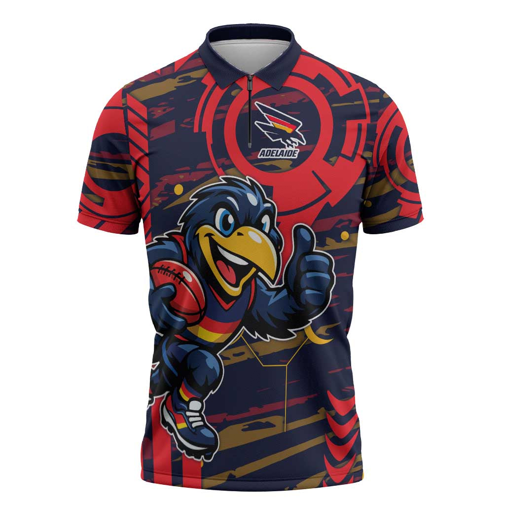 Adelaide Crows Zipper Polo Shirt Mascot Cartoon Football Illustration Style