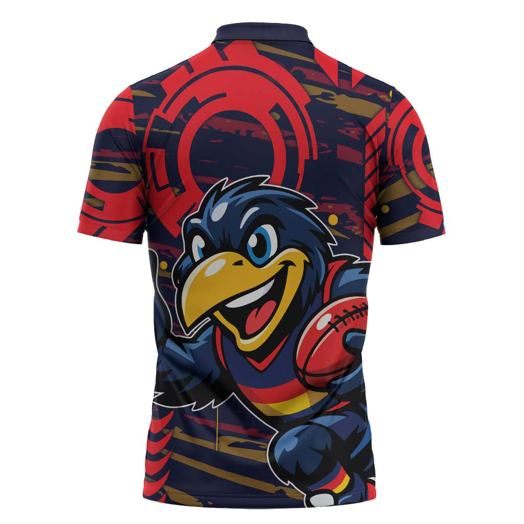 Adelaide Crows Zipper Polo Shirt Mascot Cartoon Football Illustration Style