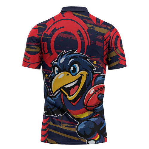 Adelaide Crows Zipper Polo Shirt Mascot Cartoon Football Illustration Style
