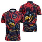 Adelaide Crows Zipper Polo Shirt Mascot Cartoon Football Illustration Style