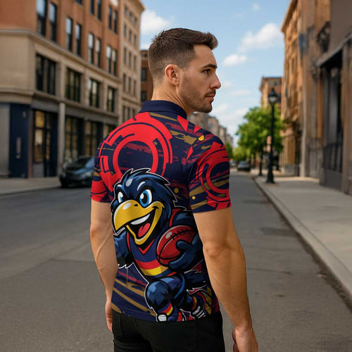 Adelaide Crows Zipper Polo Shirt Mascot Cartoon Football Illustration Style