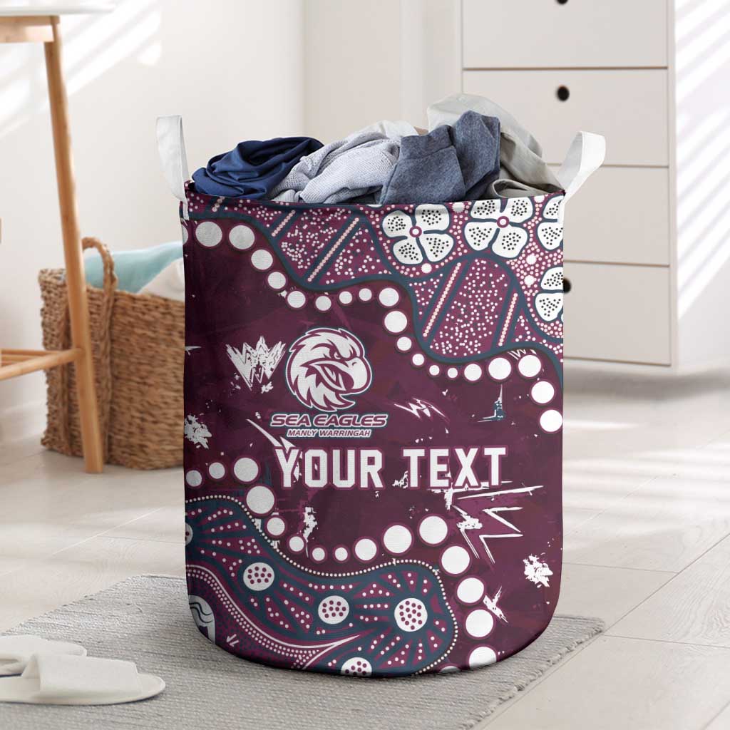 Personalized Manly Warringah Sea Eagles Laundry Basket Aboriginal Pattern with Graffiti Style Design